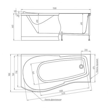 Ванна акриловая асимметричная Alex Baitler (Алекс Батлер) Orta L 150х90 белый, (без монтажного комплекта/ножек)