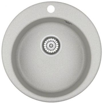 Кухонная мойка кварцевая Granula GR-4801 односекционная круглая, врезная, чаша D 370, цвет базальт (4801bt)