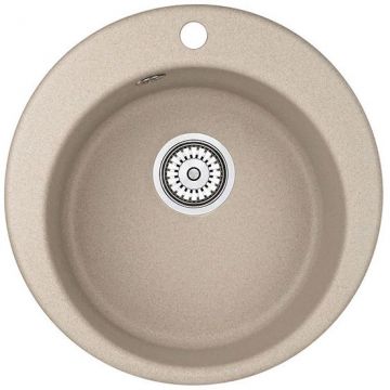 Кухонная мойка кварцевая Granula GR-4801 односекционная круглая, врезная, чаша D 370, цвет песок (4801sa)
