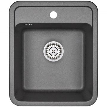 Кухонная мойка кварцевая Granula Standart ST-4202 односекционная квадратная, стандарт, чаша 370x370, цвет черный (4202bl)