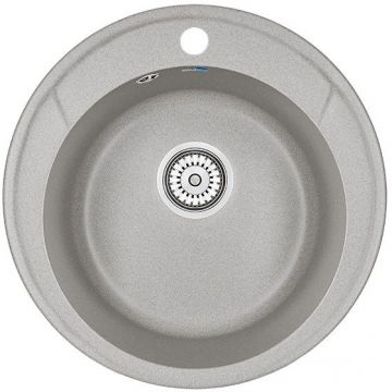 Кухонная мойка кварцевая Granula Standart ST-4802 односекционная круглая, стандарт, чаша D 380, цвет базальт (4802bt)