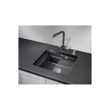 Мойка кухонная прямоугольная Granula Kitchen Space с ролл-матом и дозатором KS-5501U черный