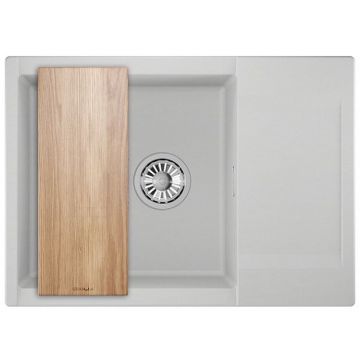 Мойка кухонная прямоугольная Granula Estetica с разделочной доской, чаша 440х430 мм, ES-7003 арктик (белый)