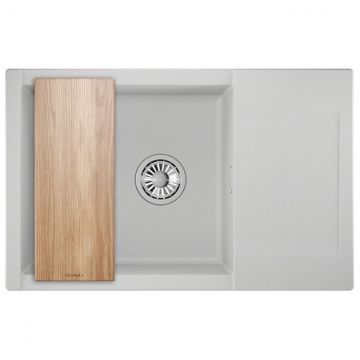 Мойка кухонная прямоугольная Granula Estetica с разделочной доской, чаша 480х430 мм, 7807 арктик (белый)