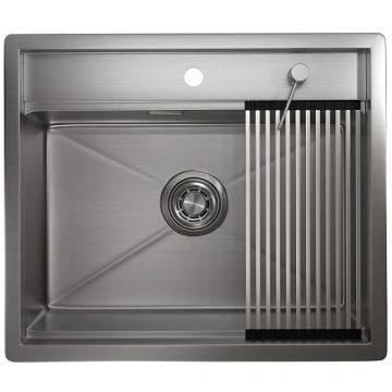 Мойка кухонная прямоугольная Granula Kitchen Space с ролл-матом и дозатором, чаша 550х355 мм, KS-6051 сталь сатин
