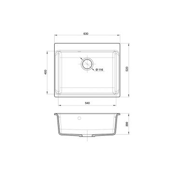 Мойка кухонная прямоугольная Rivelato Axel 60 (Х-60 серый металлик)