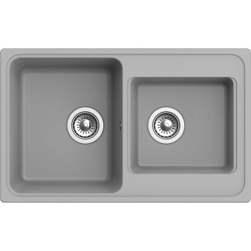 Мойка кухонная прямоугольная Ewigstein Elegant (E-80D серый металлик)