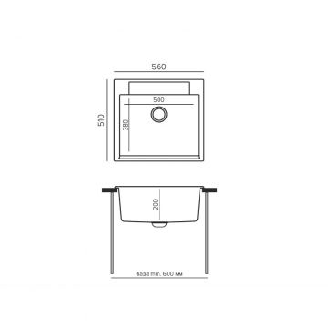 Мойка кухонная прямоугольная Polygran Argo-560 №14 Серый (575790)