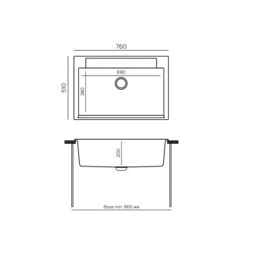 Мойка кухонная прямоугольная Polygran Argo-760 №36 Белый хлопок (473387)