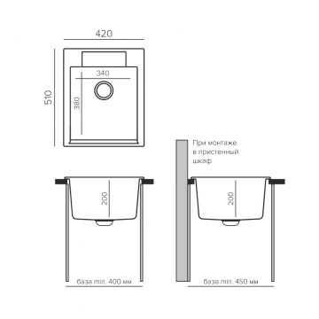 Мойка кухонная прямоугольная Polygran Argo Серый (627314)