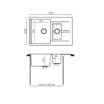 Мойка кухонная прямоугольная Polygran Brig-770 №16 Черный (621404)