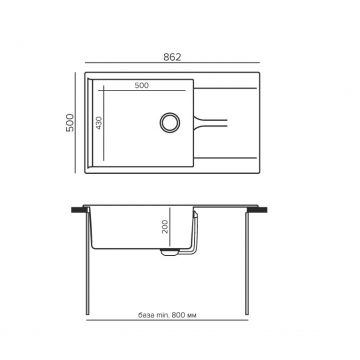 Мойка кухонная прямоугольная Polygran Gals-862 №14 Серый (444584)