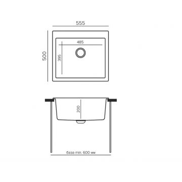 Мойка кухонная прямоугольная Tolero Classic R-111 серый металлик (825071)