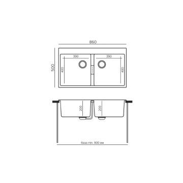 Мойка кухонная прямоугольная Tolero Loft TL-862 серый металлик (474018)