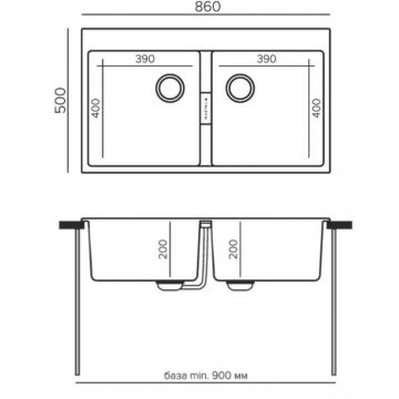 Мойка кухонная прямоугольная Tolero Loft TL-862 белый (473950)