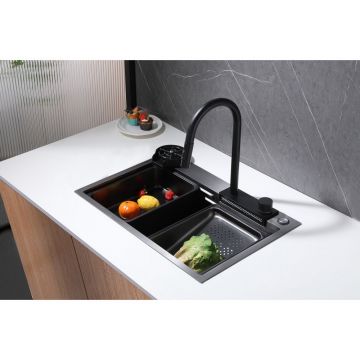 Мойка кухонная прямоугольная Abber Wasser Kreis черный матовый (AF2194B)