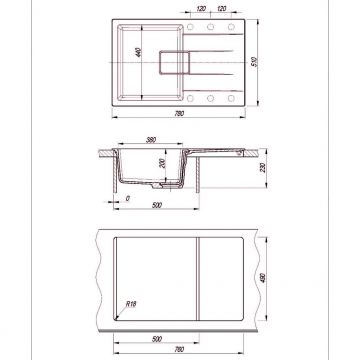 Мойка кухонная прямоугольная Florentina Ривьера 780 Серый шелк (20.480.C0780.307)