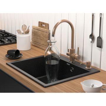 Мойка кухонная Paulmark кварцевая KANTE PM106052-BL черный 600х520 мм