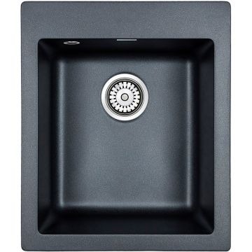 Мойка кухонная Paulmark кварцевая LEER PM104249-BLM черный металлик 415х490 мм