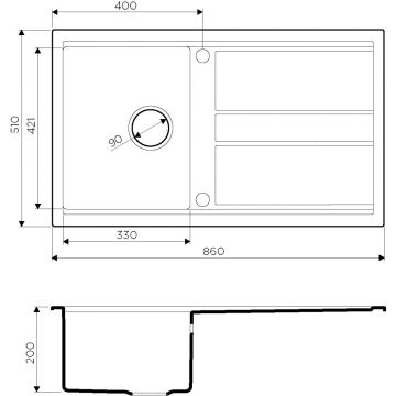 Мойка кухонная прямоугольная Omoikiri Kitagawa 86-GB графит (4993808)
