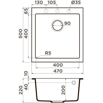 Мойка кухонная прямоугольная Omoikiri Bosen 47-EV Эверест (4993592)