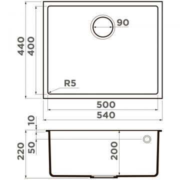 Мойка кухонная прямоугольная Omoikiri Bosen 54-U-GR leningrad grey (4993539)