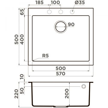 Мойка кухонная прямоугольная Omoikiri Bosen 57-GR leningrad grey (4993556)