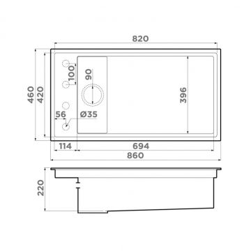 Мойка кухонная прямоугольная Omoikiri Kinaru PRO 86-U/I-GB графит (4997027)