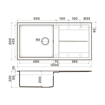 Мойка кухонная прямоугольная Omoikiri Sumi 100A-GB графит (4997109)