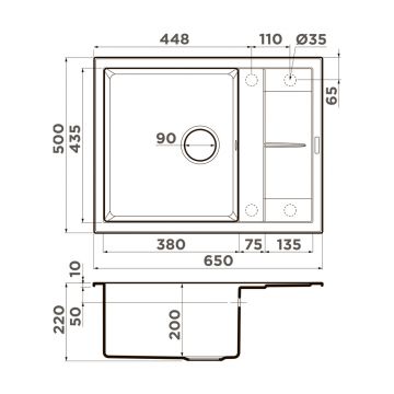 Мойка кухонная прямоугольная Omoikiri Sumi 65A-GB графит (4997093)