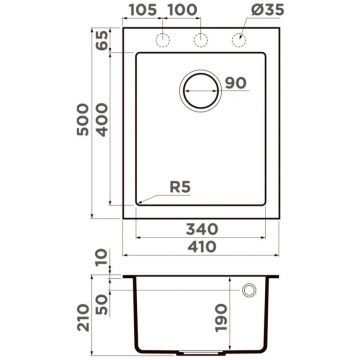 Мойка кухонная квадратная Omoikiri Bosen 41A-GB (4993812)