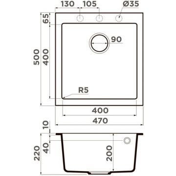 Мойка кухонная квадратная Omoikiri Bosen 47A-GR (4993816)