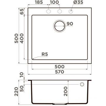 Мойка кухонная квадратная Omoikiri Bosen 57A-GB (4993818)