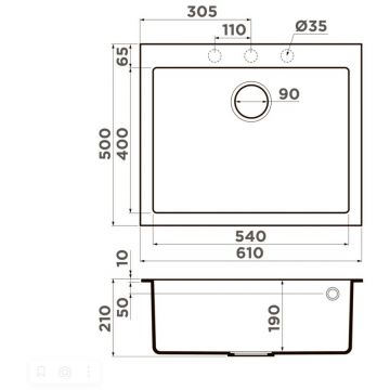 Мойка кухонная прямоугольная Omoikiri Bosen 61A-WH (4993826)