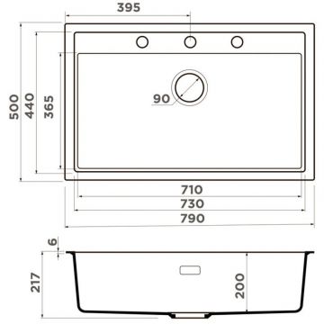 Мойка кухонная прямоугольная Omoikiri Sintesi 79-GB (4997135)