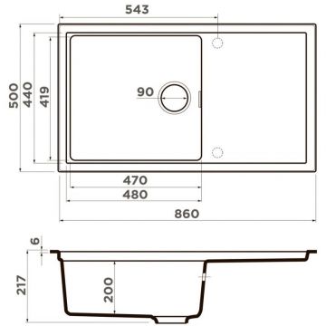 Мойка кухонная прямоугольная Omoikiri Sintesi 86-CN (4997132)