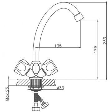 Смеситель для кухни Cron CN4009-2, хром