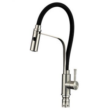 Смеситель для кухни Viko (Вико) с гибким изливом серебро,черный (V-4498)