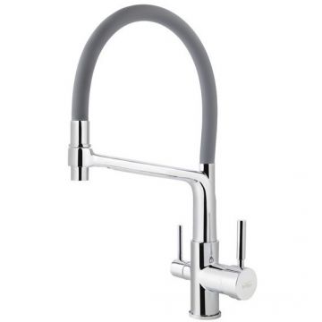 Смеситель для кухни Viko (Вико) под фильтр с гибким серым изливом, хром (V-5606)
