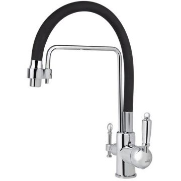 Смеситель для кухни Viko (Вико) под фильтр с гибким черным изливом хром (V-5610)