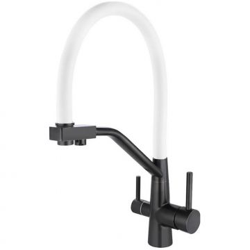 Смеситель для кухни Viko (Вико) под фильтр с гибким изливом бронза черная/белый (V-5864)