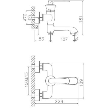 Смеситель для ванны Haiba (Хаиба) HB60181-5, золото
