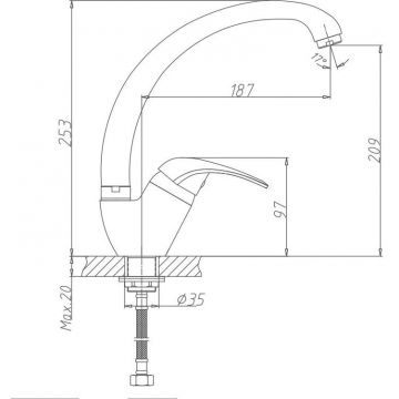 Смеситель для кухни Haiba HB4103-2, хром