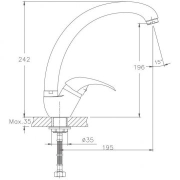 Смеситель для кухни Haiba HB4115-2, хром