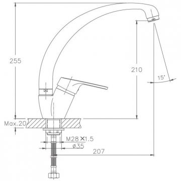 Смеситель для кухни Haiba HB4116-2, хром