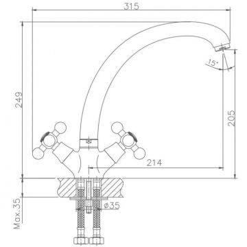 Смеситель для кухни Haiba HB4219-4, бронза