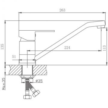 Смеситель для кухни Haiba HB42802, сталь