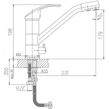 Смеситель для кухни Haiba HB4321, хром