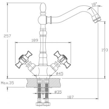 Смеситель для кухни Haiba HB4324, хром