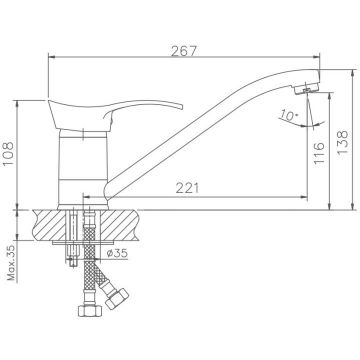 Смеситель для кухни Haiba HB4401, хром